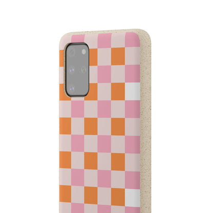 Chic Biodegradable Phone Case - Eco-Friendly Checkered Design, Sustainable Cell Phone Cover, Cute Gift for Environmentalists