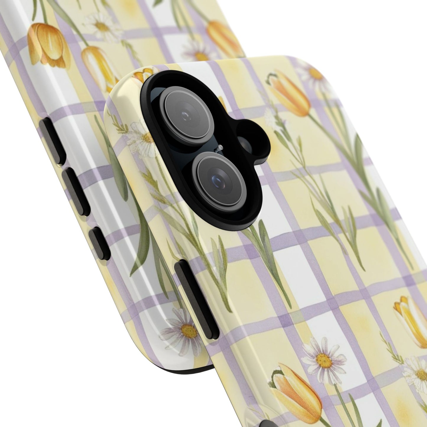 Floral Phone Case with Tulips and Daisies, Spring-Inspired Tech Accessory, Gifts for Her, Customizable Mobile Cover, Phone Protection