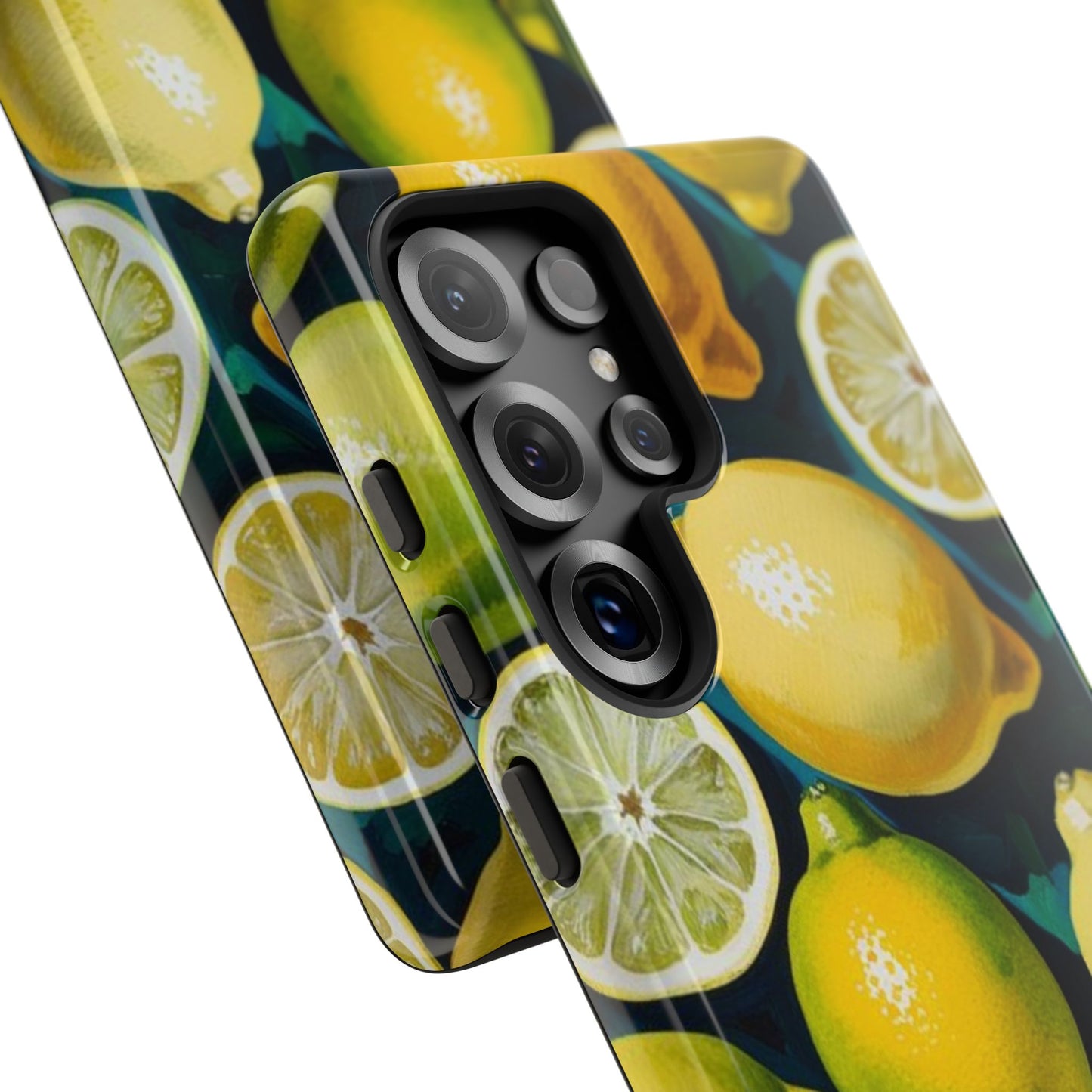Lemon-Themed Tough Phone Case - Vibrant Citrus Design