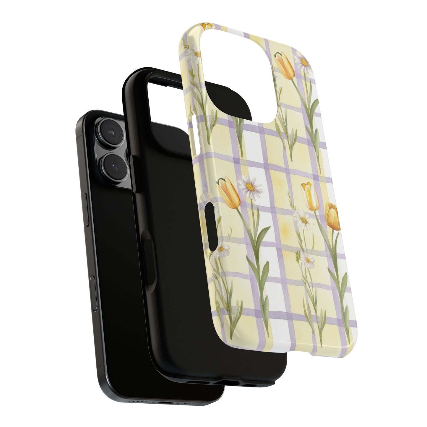 Floral Phone Case with Tulips and Daisies, Spring-Inspired Tech Accessory, Gifts for Her, Customizable Mobile Cover, Phone Protection