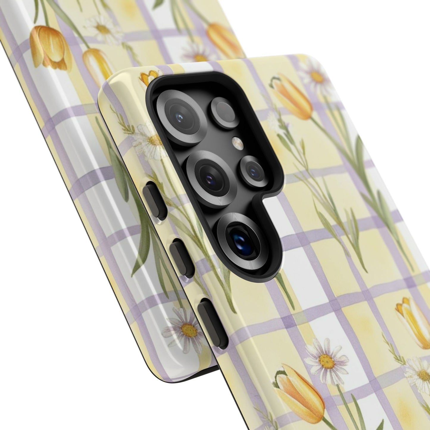 Floral Phone Case with Tulips and Daisies, Spring-Inspired Tech Accessory, Gifts for Her, Customizable Mobile Cover, Phone Protection