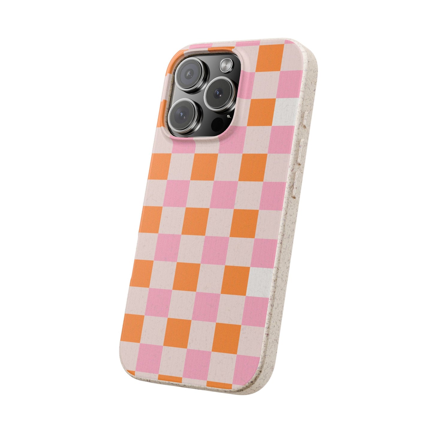 Chic Biodegradable Phone Case - Eco-Friendly Checkered Design, Sustainable Cell Phone Cover, Cute Gift for Environmentalists