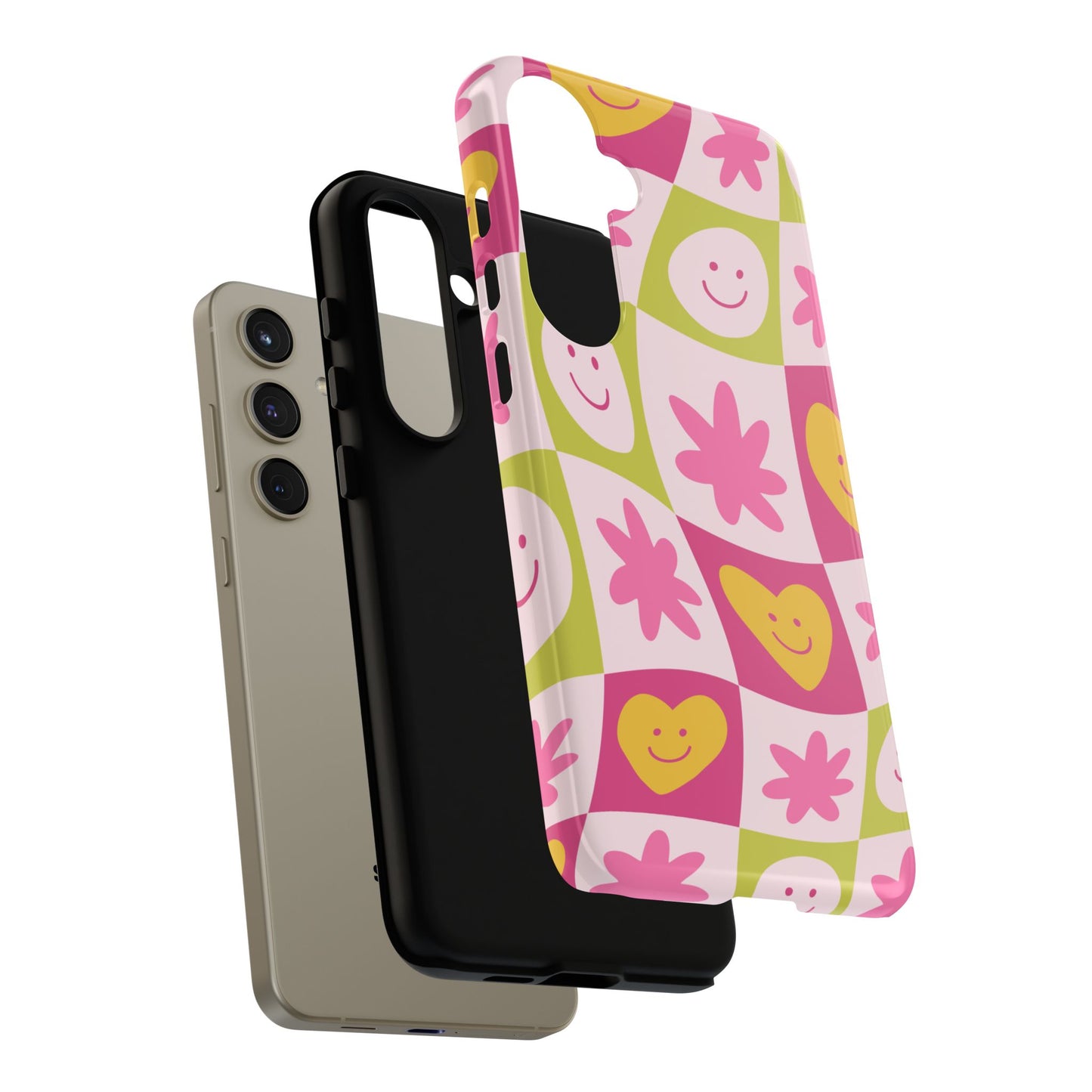 Colorful Floral iPhone Case with Smiley Faces