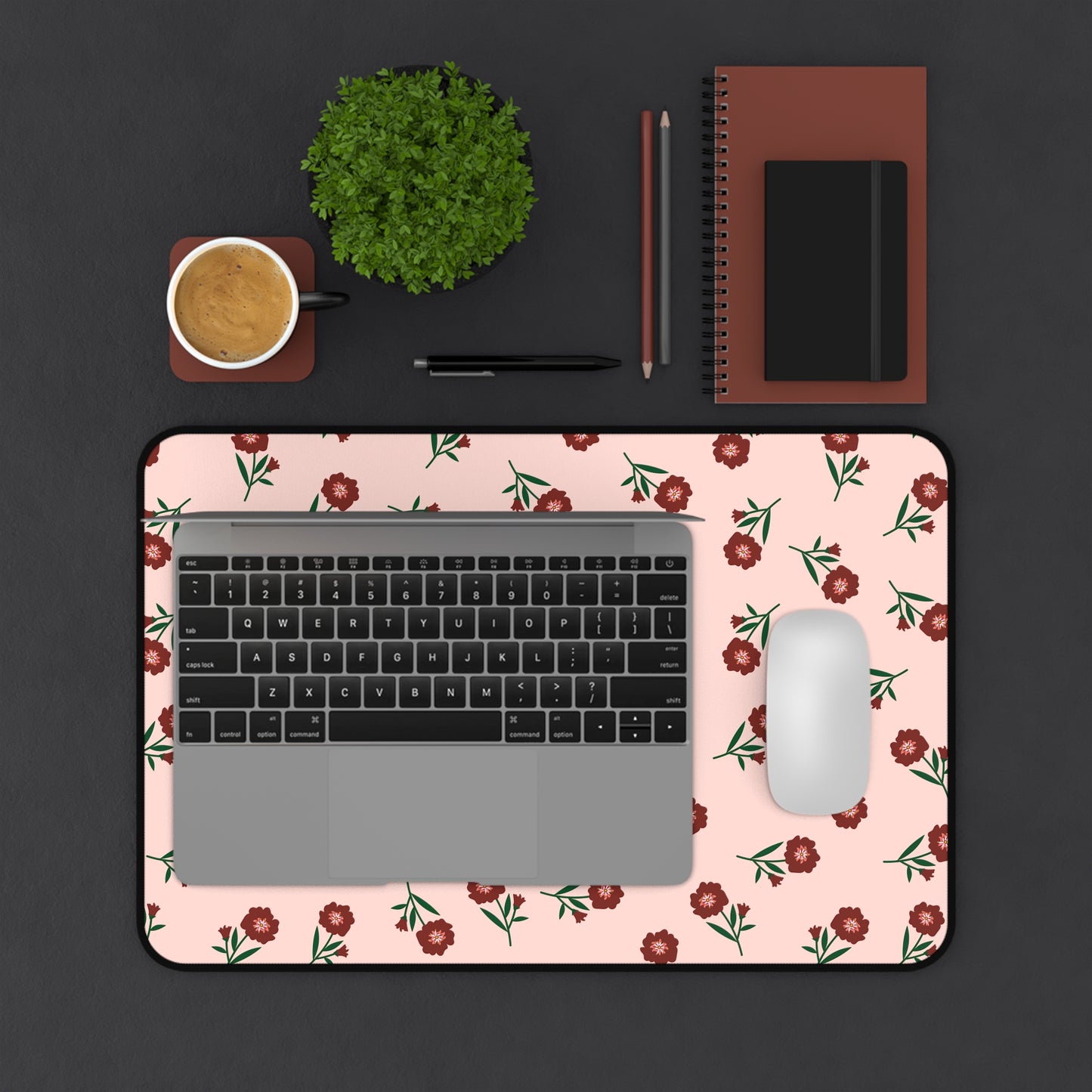 Crimson Bloom Desk Mat