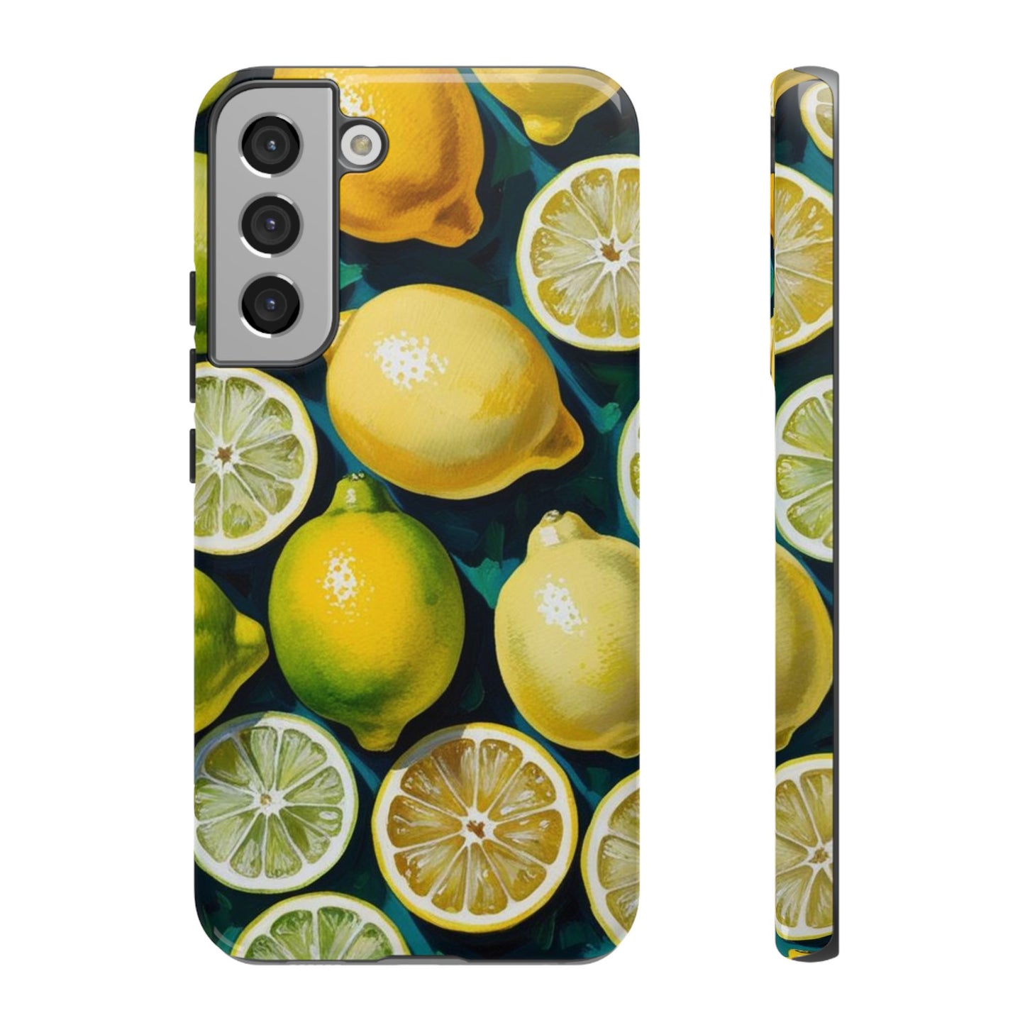 Lemon-Themed Tough Phone Case - Vibrant Citrus Design