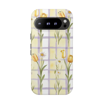 Floral Phone Case with Tulips and Daisies, Spring-Inspired Tech Accessory, Gifts for Her, Customizable Mobile Cover, Phone Protection