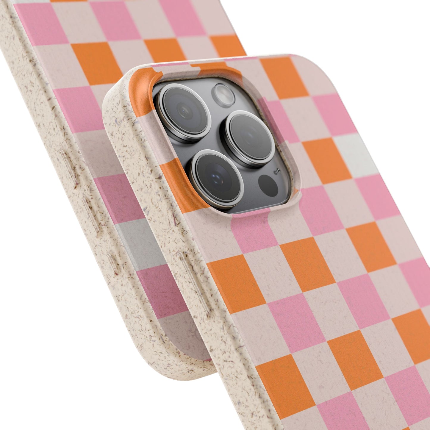 Chic Biodegradable Phone Case - Eco-Friendly Checkered Design, Sustainable Cell Phone Cover, Cute Gift for Environmentalists