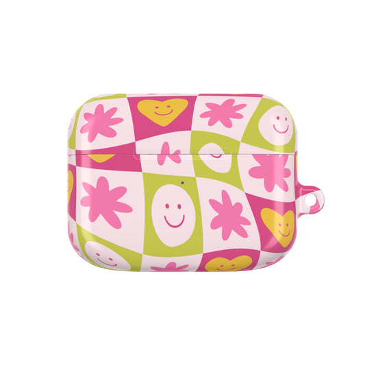 Colorful Floral AirPod Case with Smiling Faces
