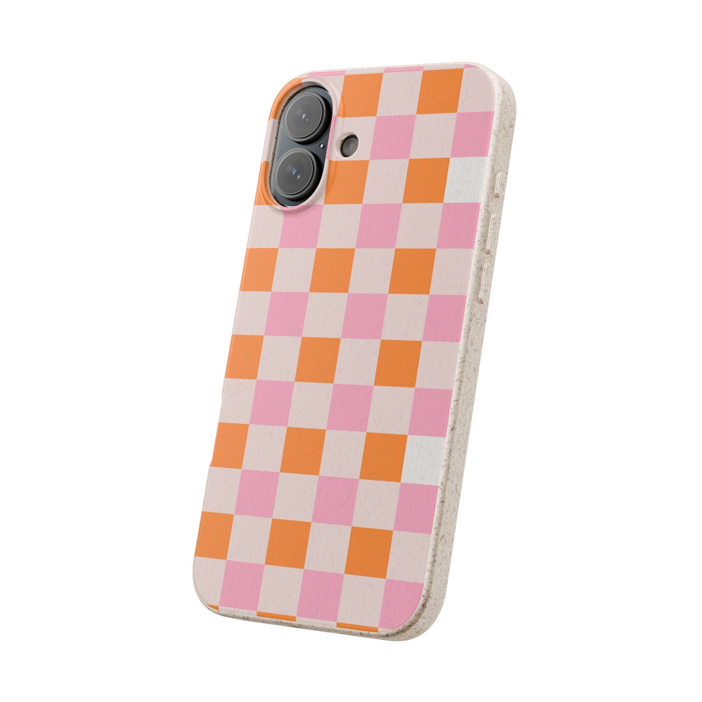 Chic Biodegradable Phone Case - Eco-Friendly Checkered Design, Sustainable Cell Phone Cover, Cute Gift for Environmentalists