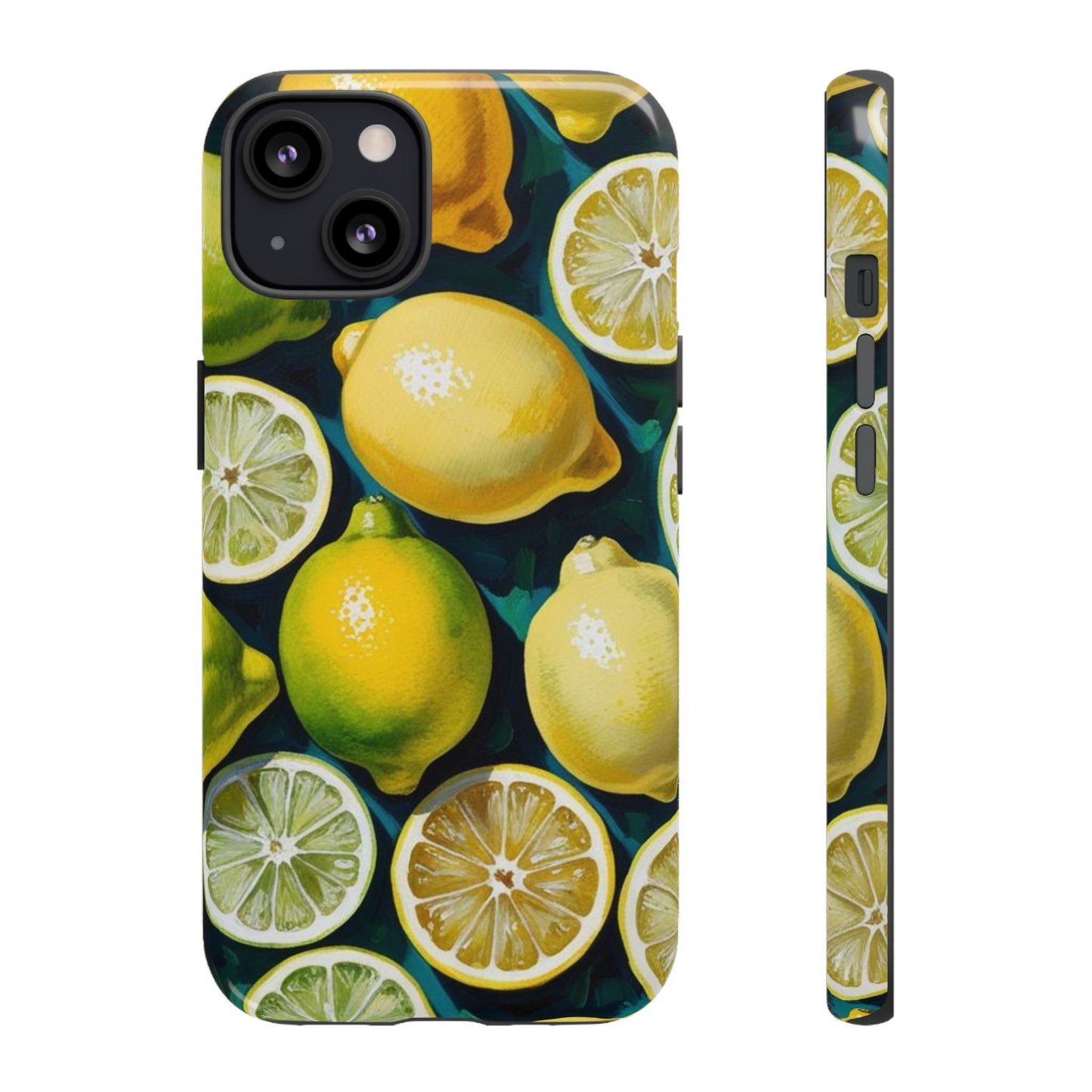Lemon-Themed Tough Phone Case - Vibrant Citrus Design
