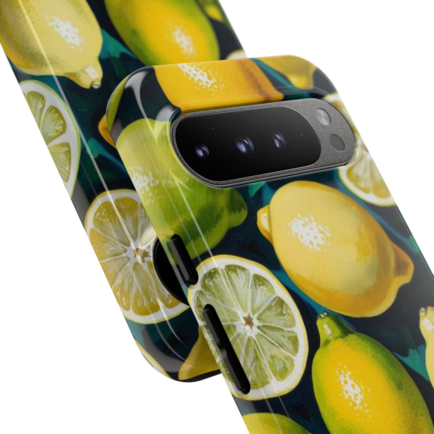 Lemon-Themed Tough Phone Case - Vibrant Citrus Design