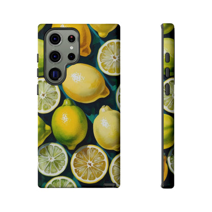 Lemon-Themed Tough Phone Case - Vibrant Citrus Design