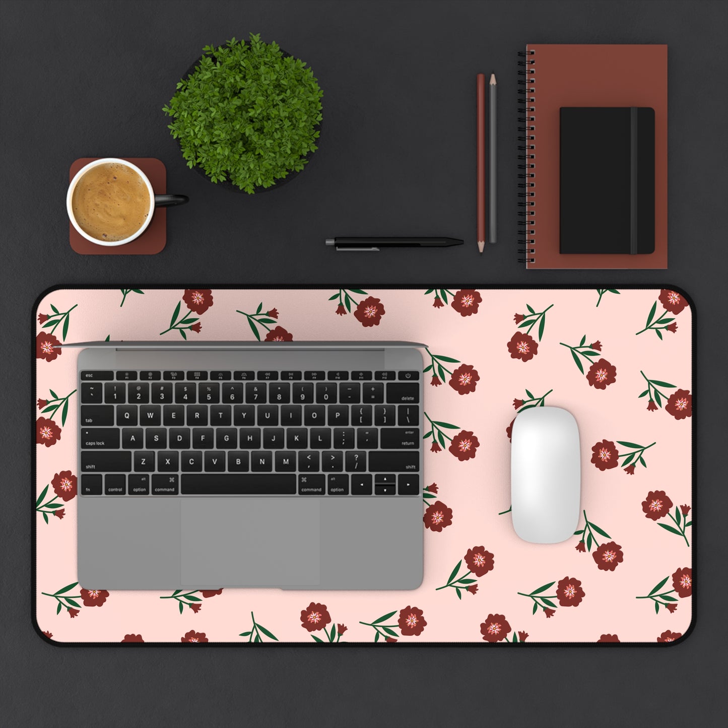 Crimson Bloom Desk Mat