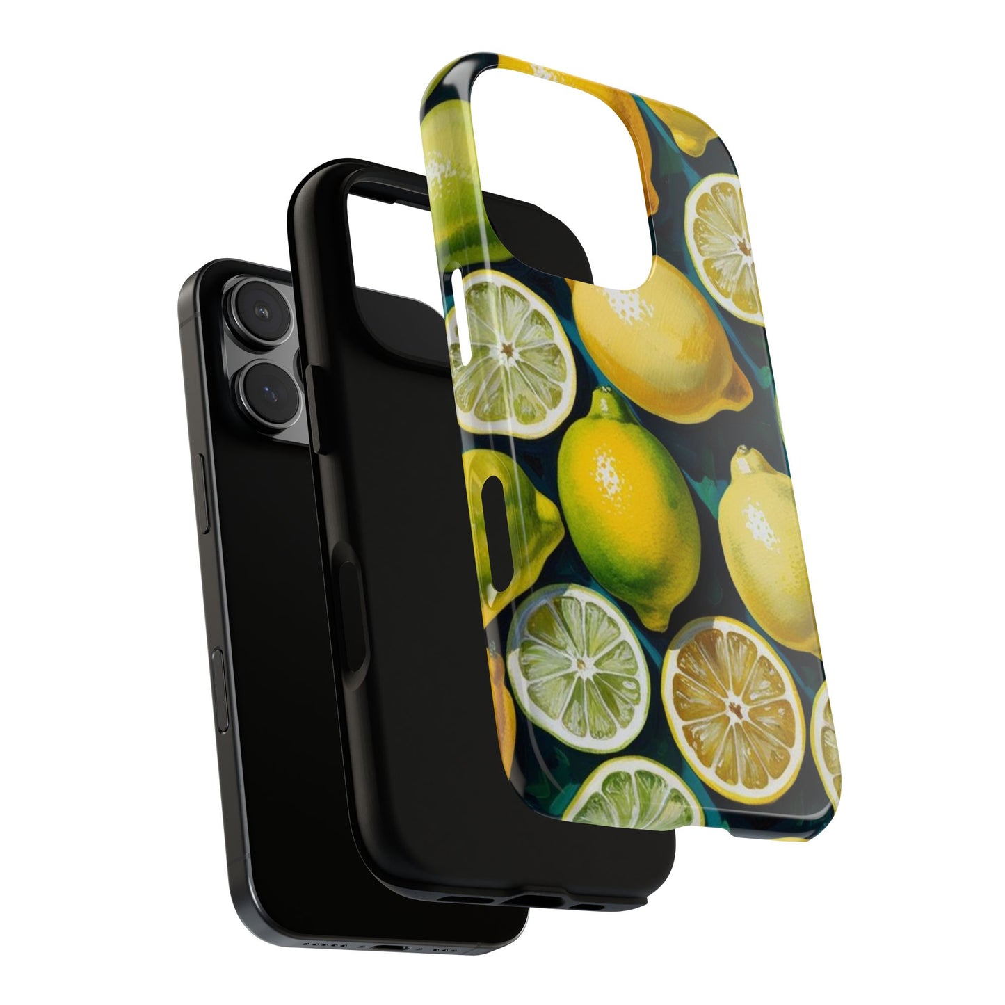 Lemon-Themed Tough Phone Case - Vibrant Citrus Design