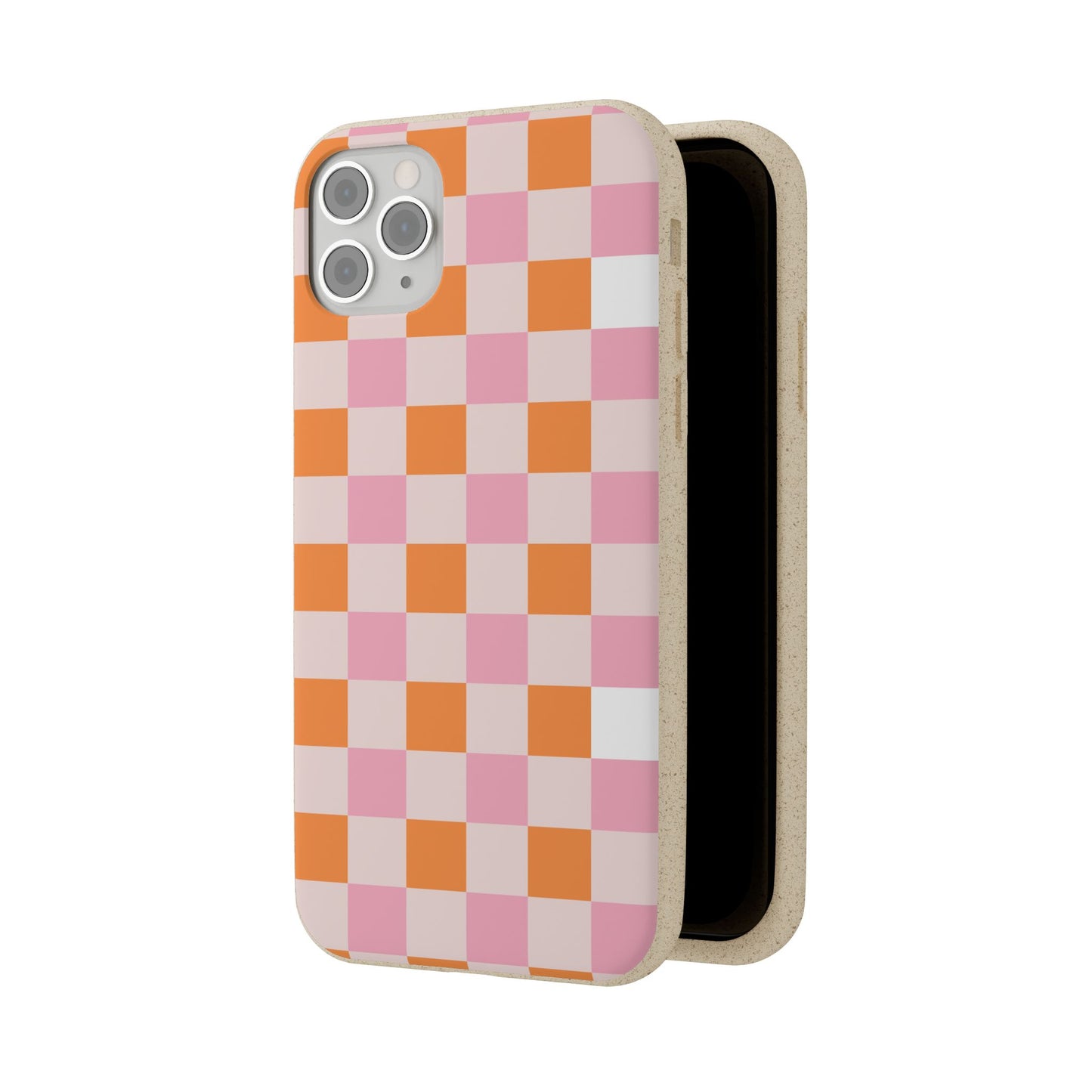 Chic Biodegradable Phone Case - Eco-Friendly Checkered Design, Sustainable Cell Phone Cover, Cute Gift for Environmentalists
