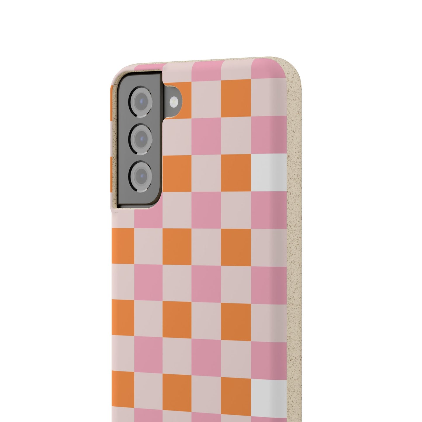 Chic Biodegradable Phone Case - Eco-Friendly Checkered Design, Sustainable Cell Phone Cover, Cute Gift for Environmentalists