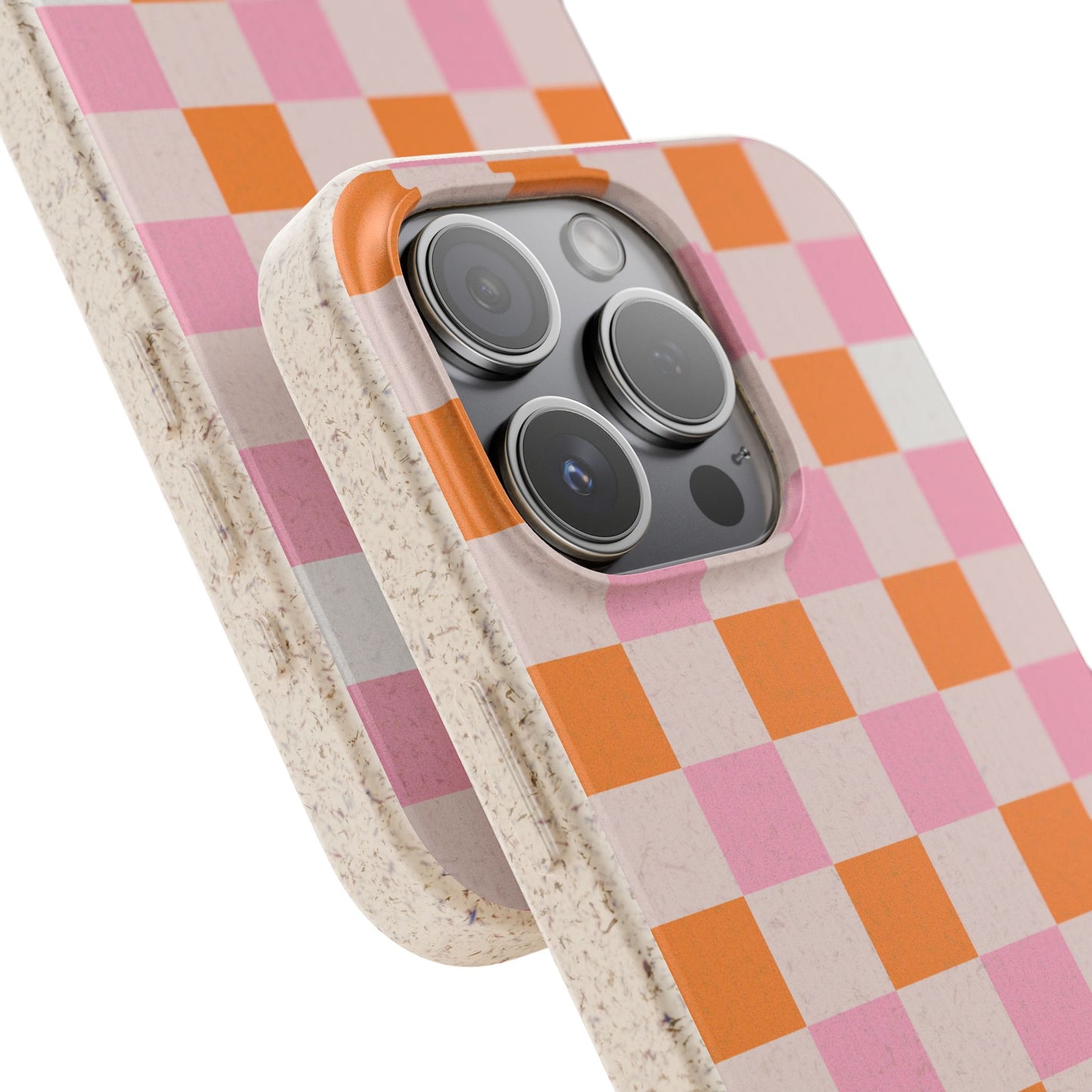 Chic Biodegradable Phone Case - Eco-Friendly Checkered Design, Sustainable Cell Phone Cover, Cute Gift for Environmentalists