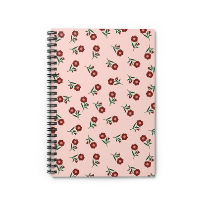 Crimson Bloom Spiral Notebook | Ruled | Journal