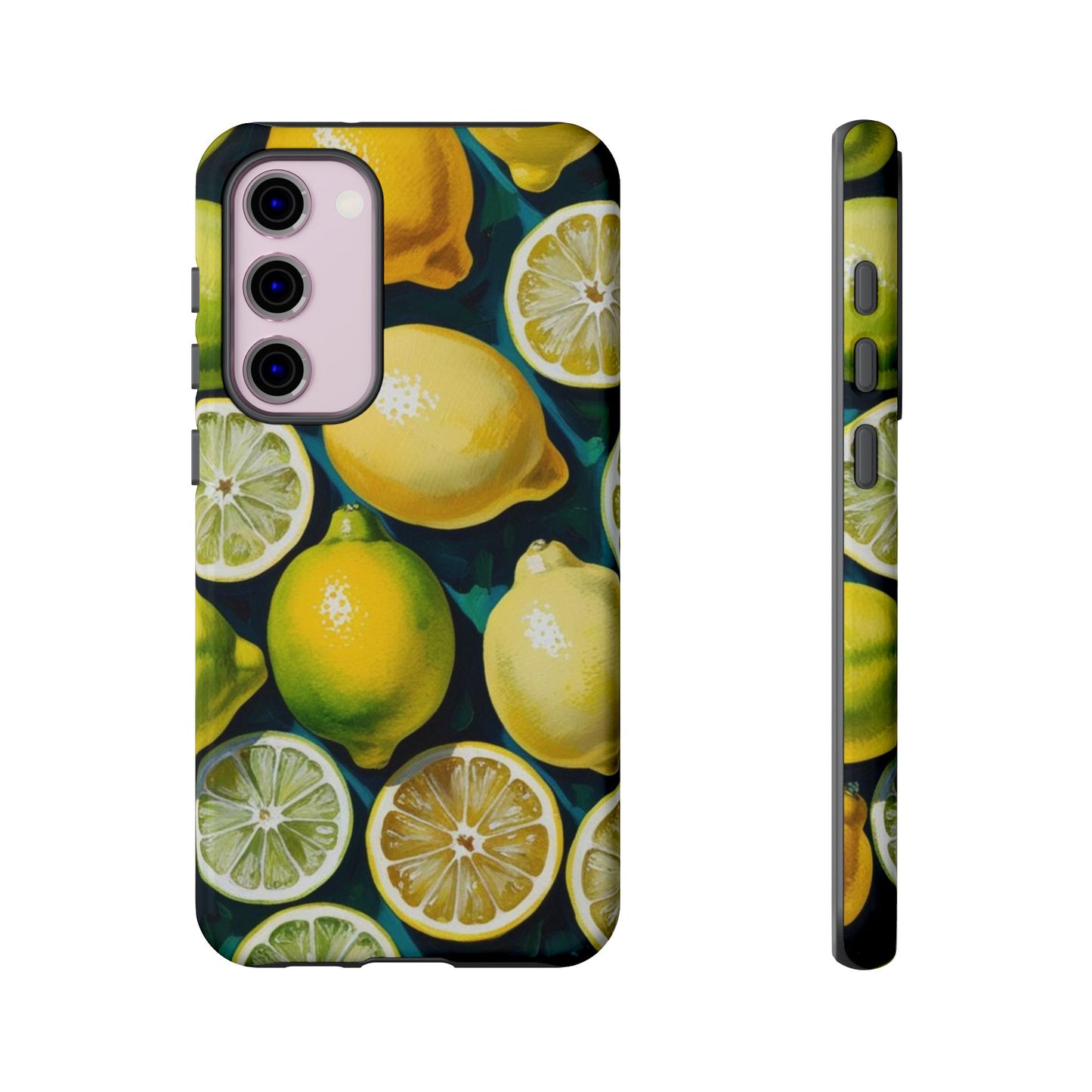 Lemon-Themed Tough Phone Case - Vibrant Citrus Design