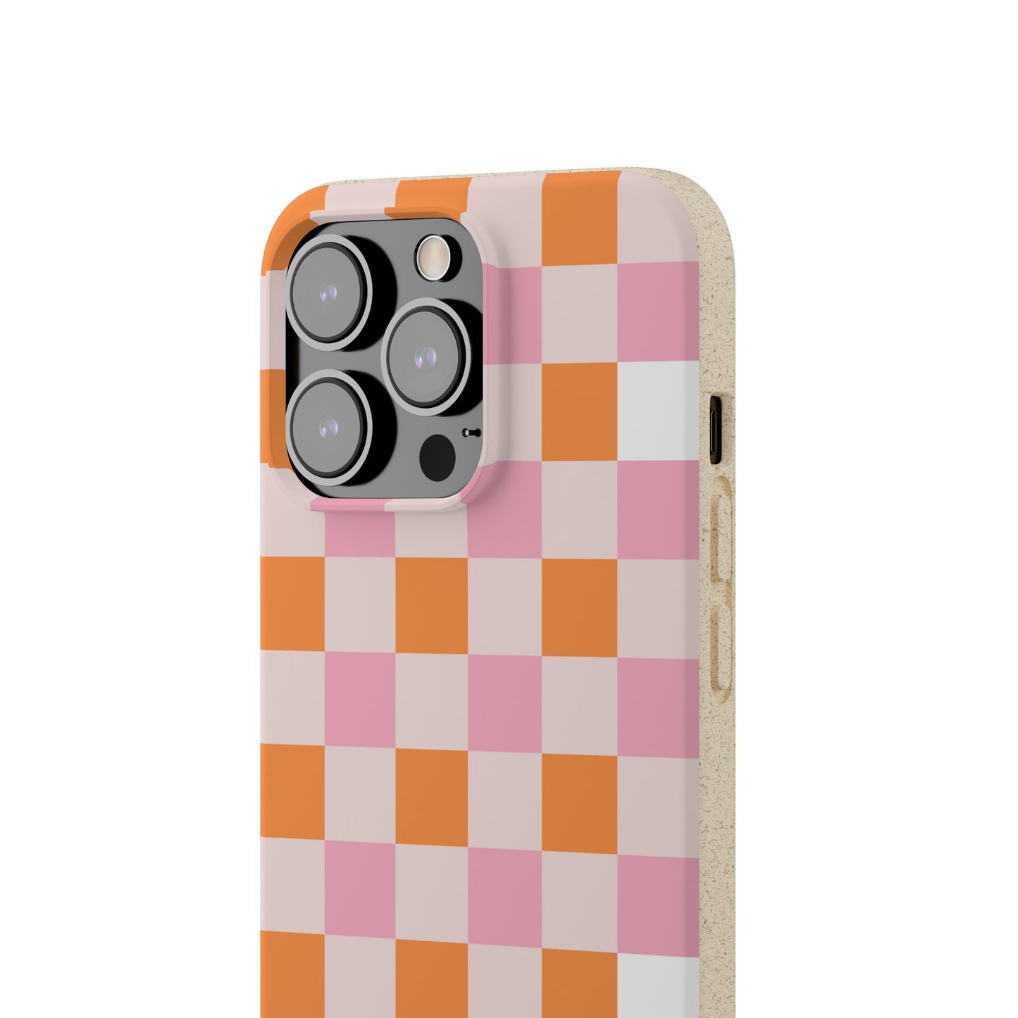 Chic Biodegradable Phone Case - Eco-Friendly Checkered Design, Sustainable Cell Phone Cover, Cute Gift for Environmentalists