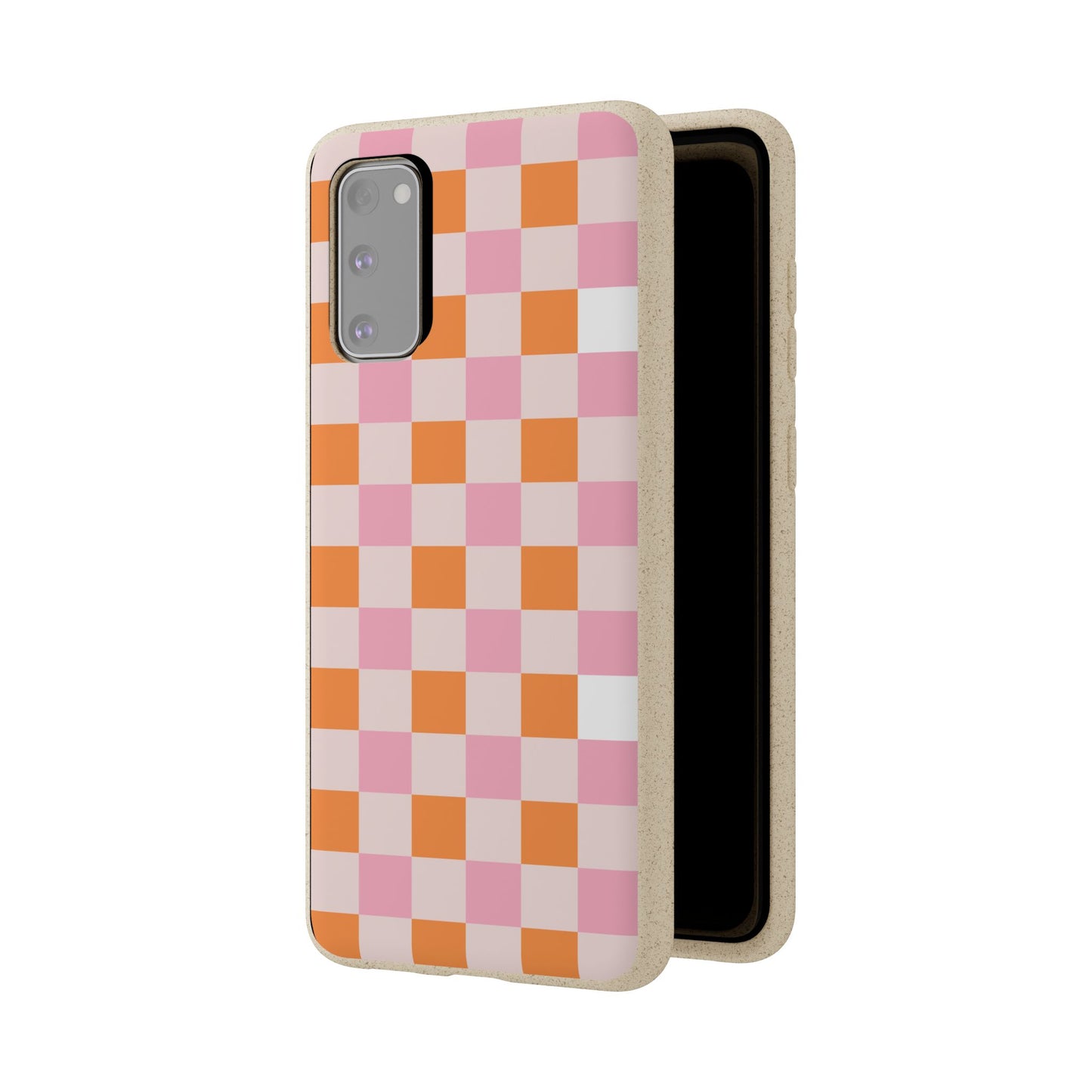 Chic Biodegradable Phone Case - Eco-Friendly Checkered Design, Sustainable Cell Phone Cover, Cute Gift for Environmentalists