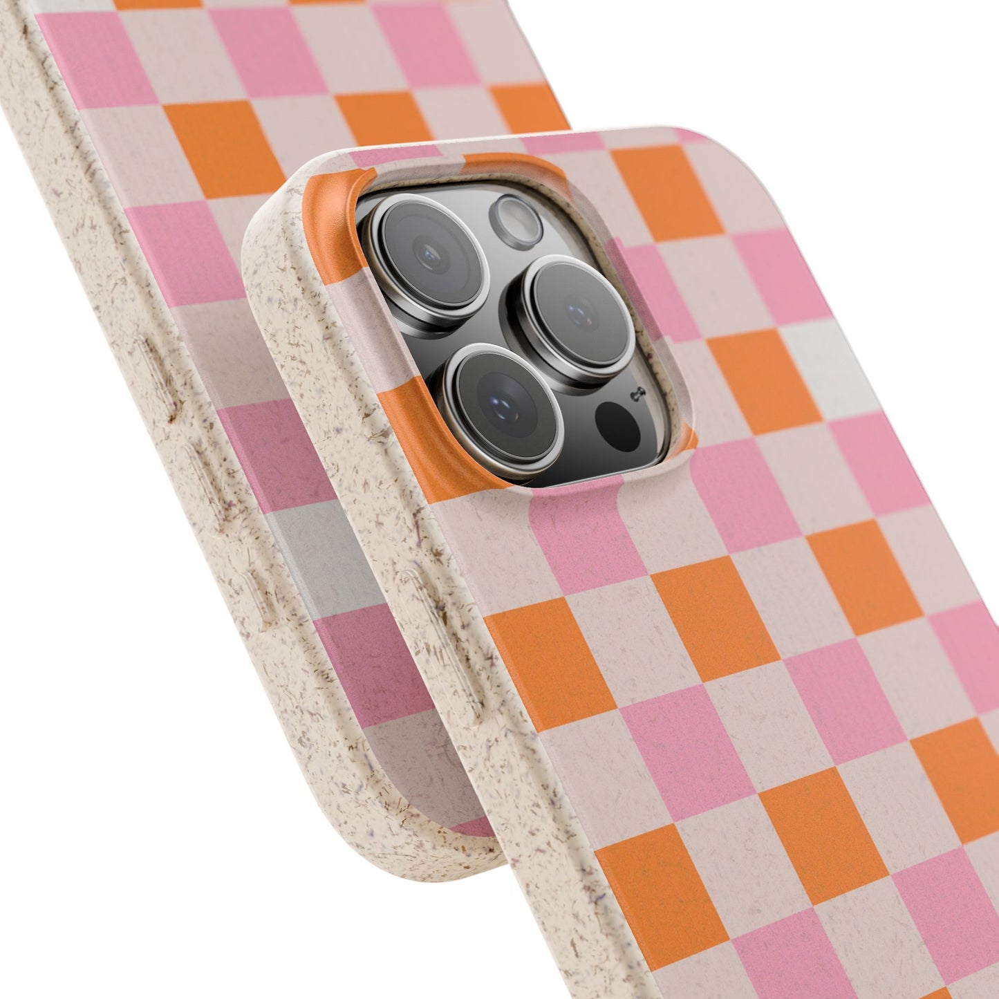 Chic Biodegradable Phone Case - Eco-Friendly Checkered Design, Sustainable Cell Phone Cover, Cute Gift for Environmentalists