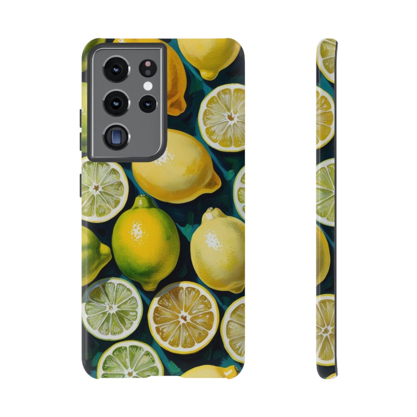 Lemon-Themed Tough Phone Case - Vibrant Citrus Design