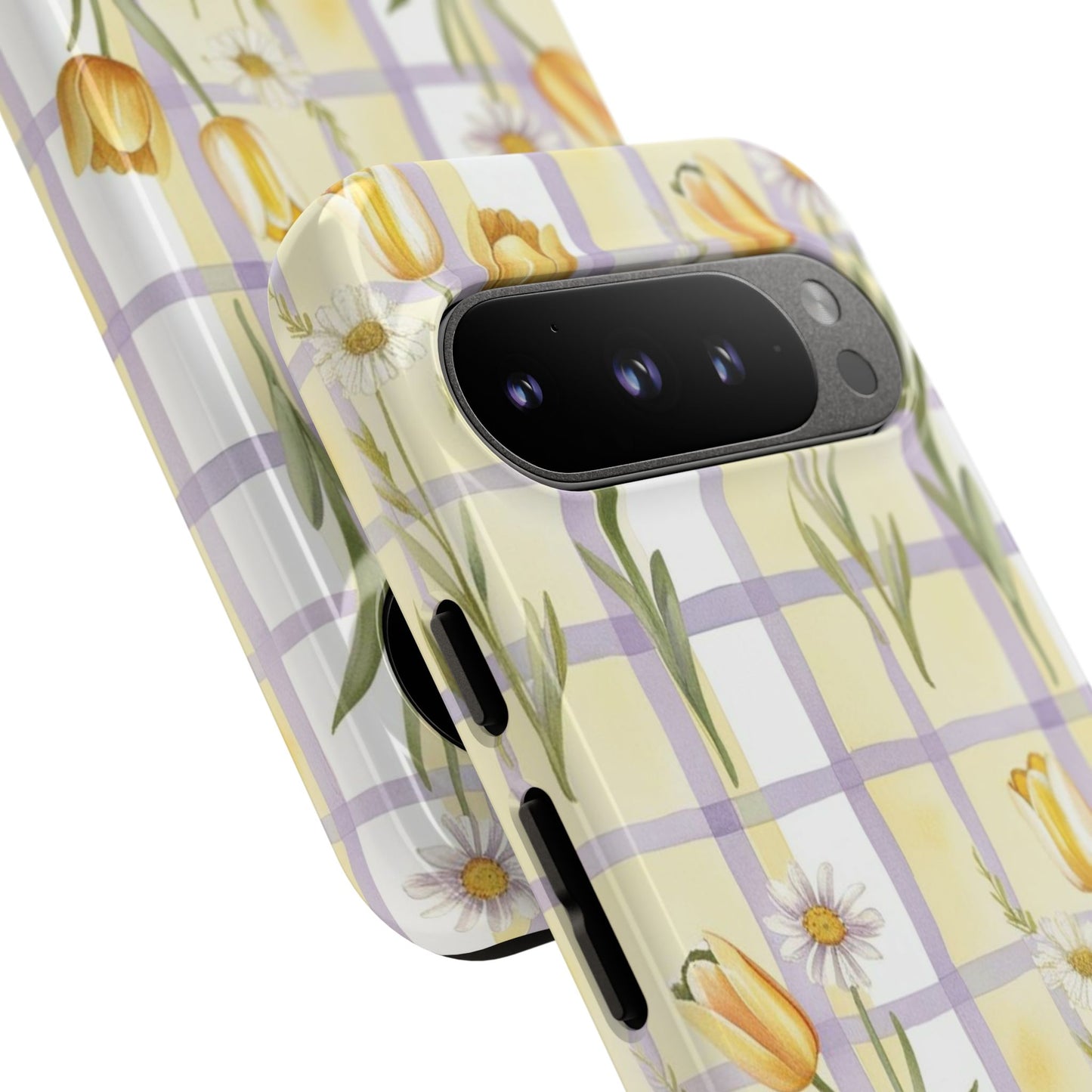 Floral Phone Case with Tulips and Daisies, Spring-Inspired Tech Accessory, Gifts for Her, Customizable Mobile Cover, Phone Protection