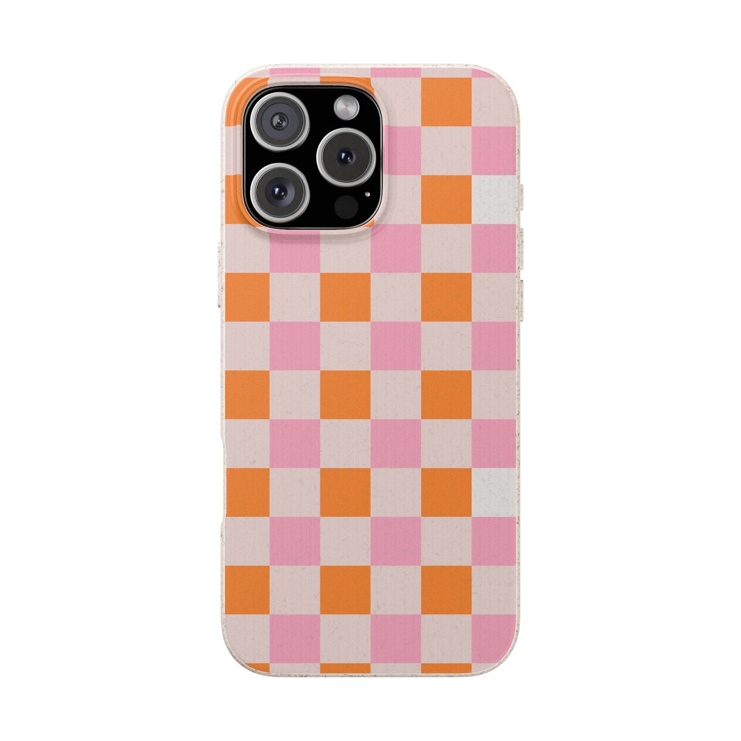 Chic Biodegradable Phone Case - Eco-Friendly Checkered Design, Sustainable Cell Phone Cover, Cute Gift for Environmentalists