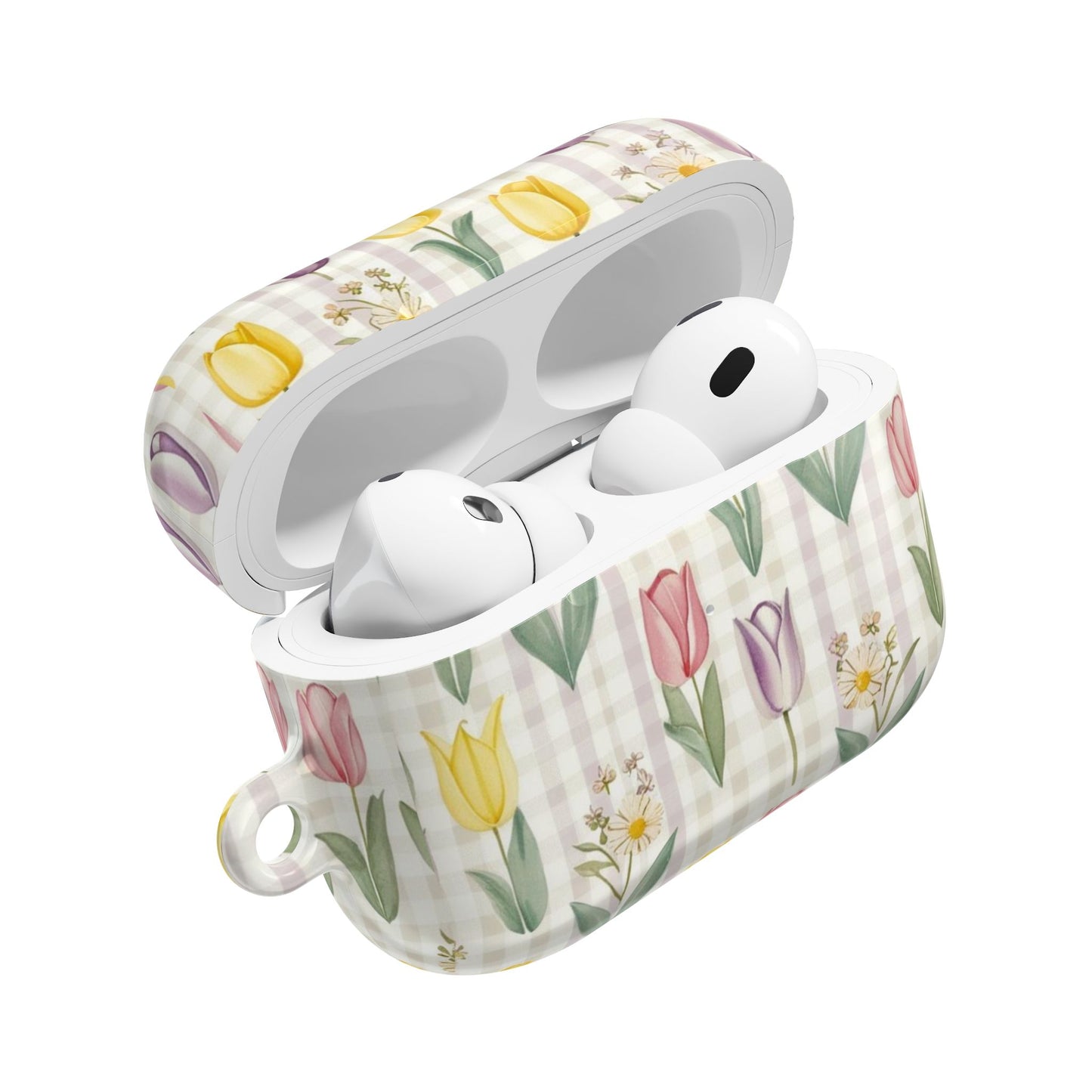 Spring Floral AirPod Cases with Tulip Design, Cute Gift for Music Lovers, Trendy Tech Accessories, Birthday, Mother's Day, Everyday Use