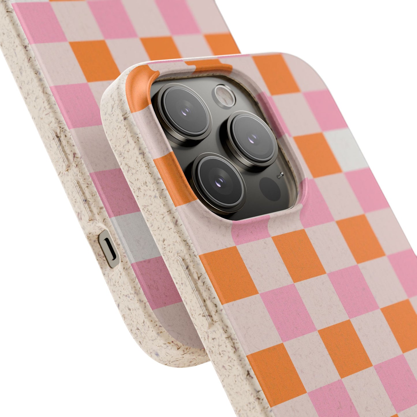 Chic Biodegradable Phone Case - Eco-Friendly Checkered Design, Sustainable Cell Phone Cover, Cute Gift for Environmentalists