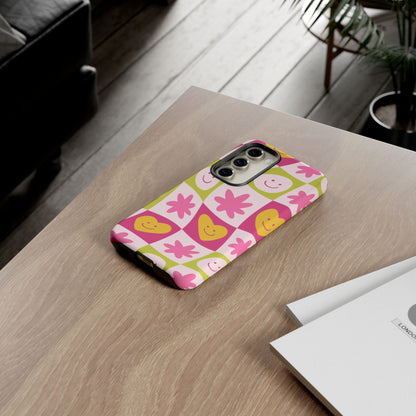 Colorful Floral iPhone Case with Smiley Faces