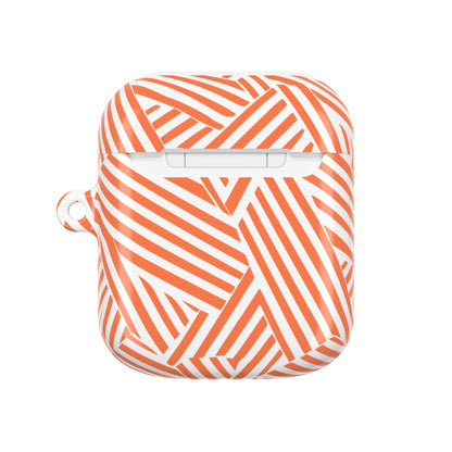 Stylish Orange Striped AirPod Case - Trendy Wireless Earbud Cover